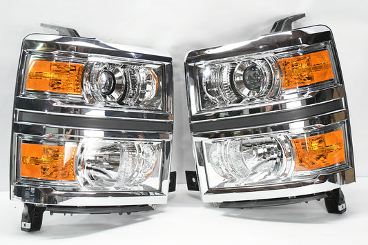 Headlight Assembly (Driver & Passenger Side),Chrome / Amber