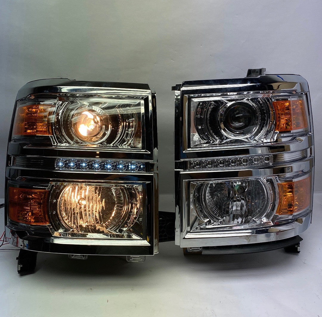 Headlight Assembly (Driver and Passenger Side),Chrome / Amber
