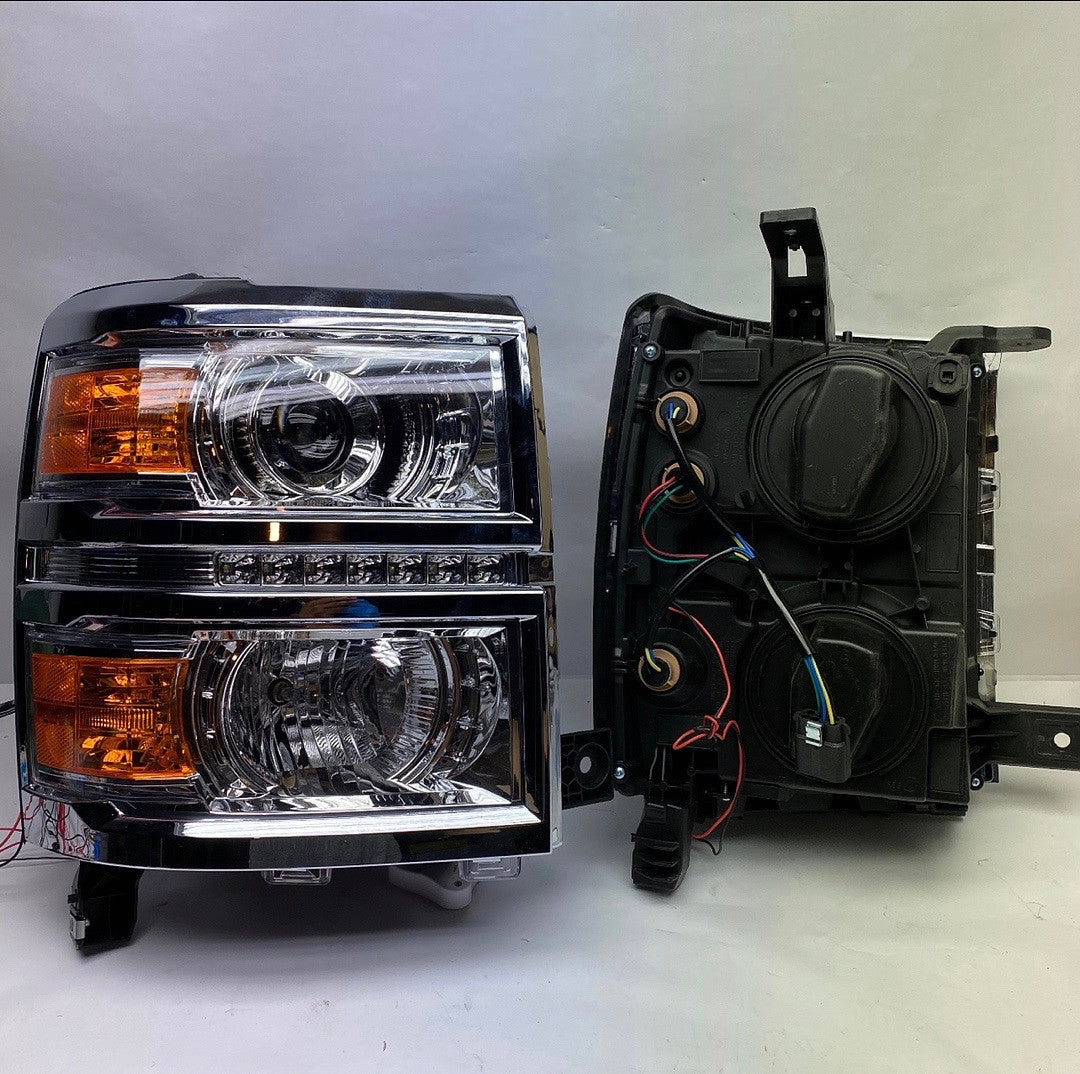 Headlight Assembly (Driver and Passenger Side),Chrome / Amber
