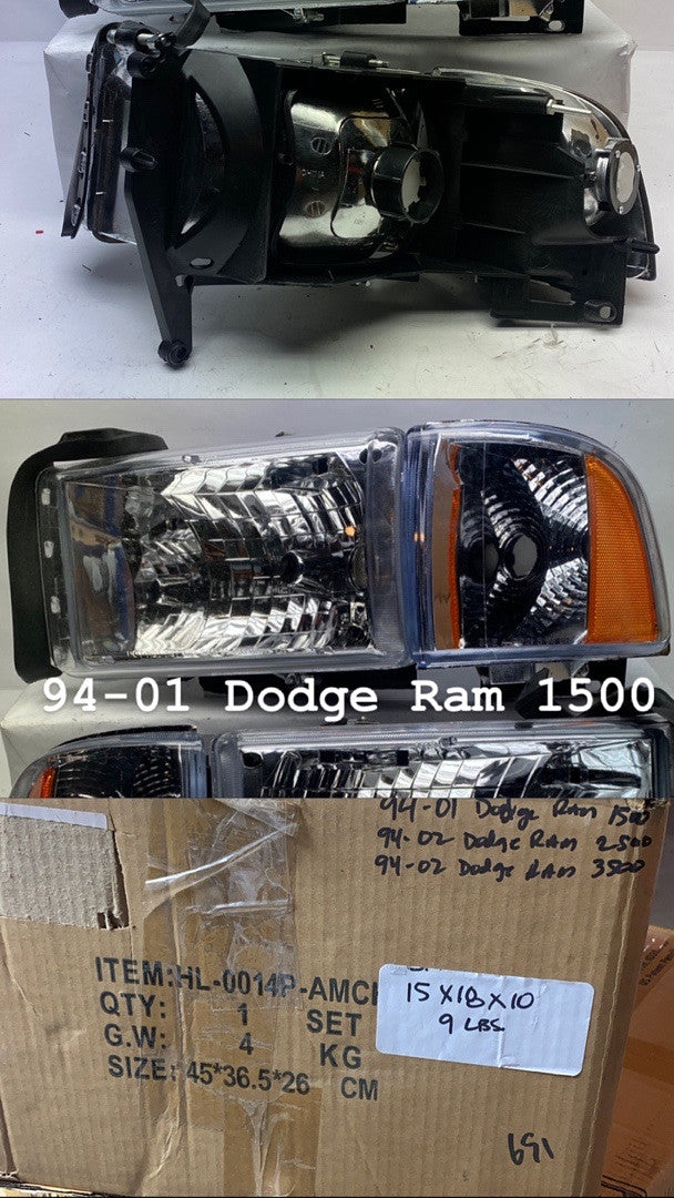 HL-OH-DR944P-CH-AM 94-01 Dodge Ram 1500 headlights