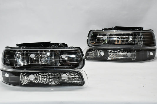 99-02 Chevy Silverado BLACK HOUSING AND CLEAR HEADLIGHTS