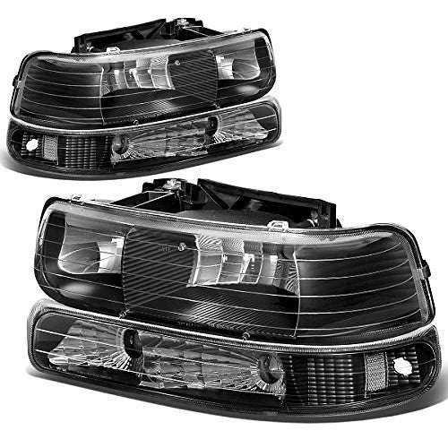 99-02 Chevy Silverado BLACK HOUSING AND CLEAR HEADLIGHTS