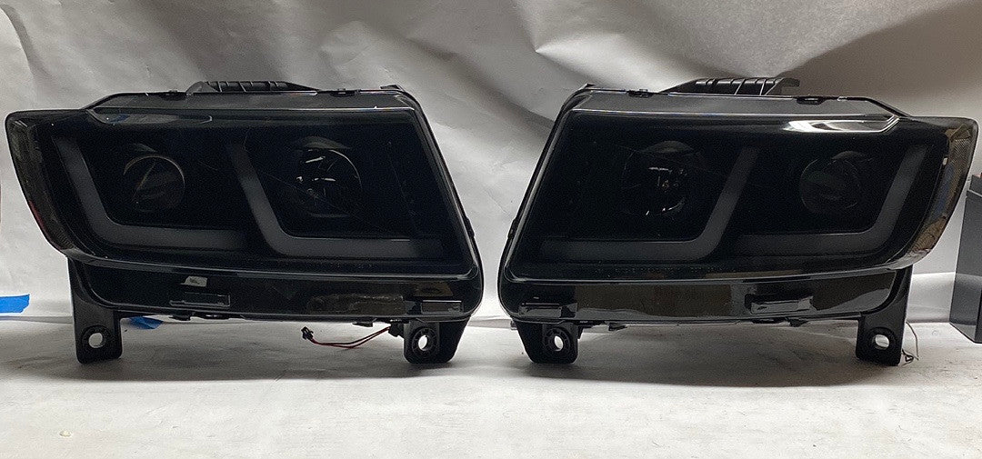 HL-HPL-JGC11-BK-SM-CL1 2011 To 2013 Jeep Grand Cherokee Smoked Headlights DRL LED Ahumadas Luces Micas Calaveras Faros Focos Luz Light