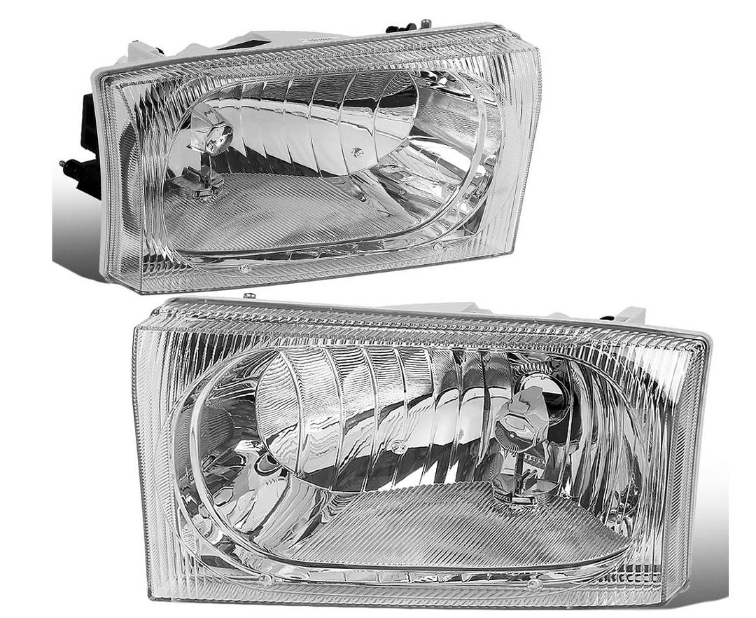 Both Tops only HL-OH-112-CH Chrome Housing Factory Style Headlights Compatible with 99-04 F250 F350 F450 F550 SD / 01-04 Excursion