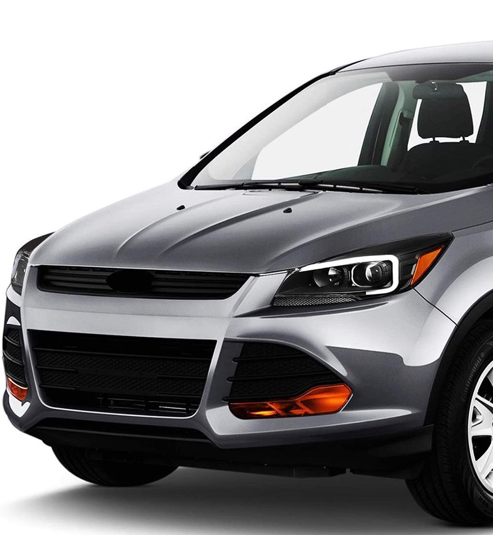 Ford Escape LED DRL Tube Projector Black Housing Headlights For 2013 To 2016