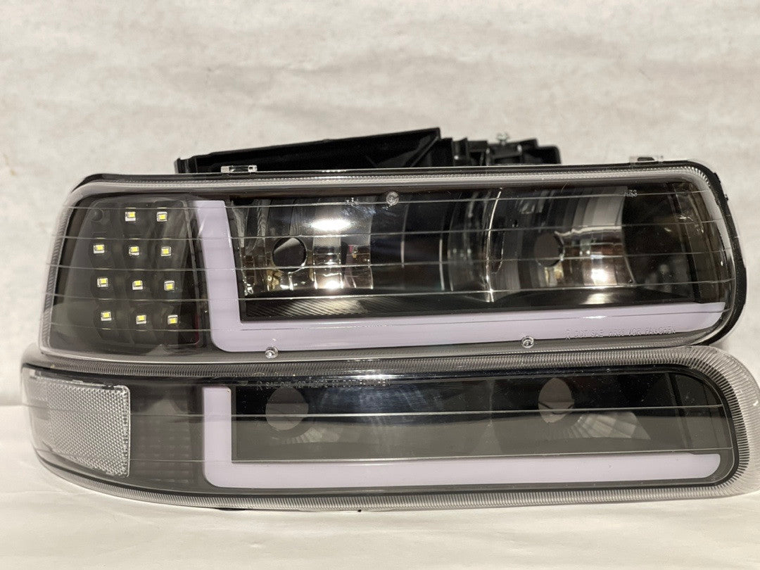HL-LB-CSIL99-BK-CL1 99-02 Silverado BLACK AND Clear LED HEADLIGHTS -
