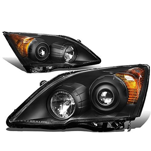 HL-HPL-HCRC07-BK-AM 07-11 Honda CR-V black housing and amber Projector Headlights