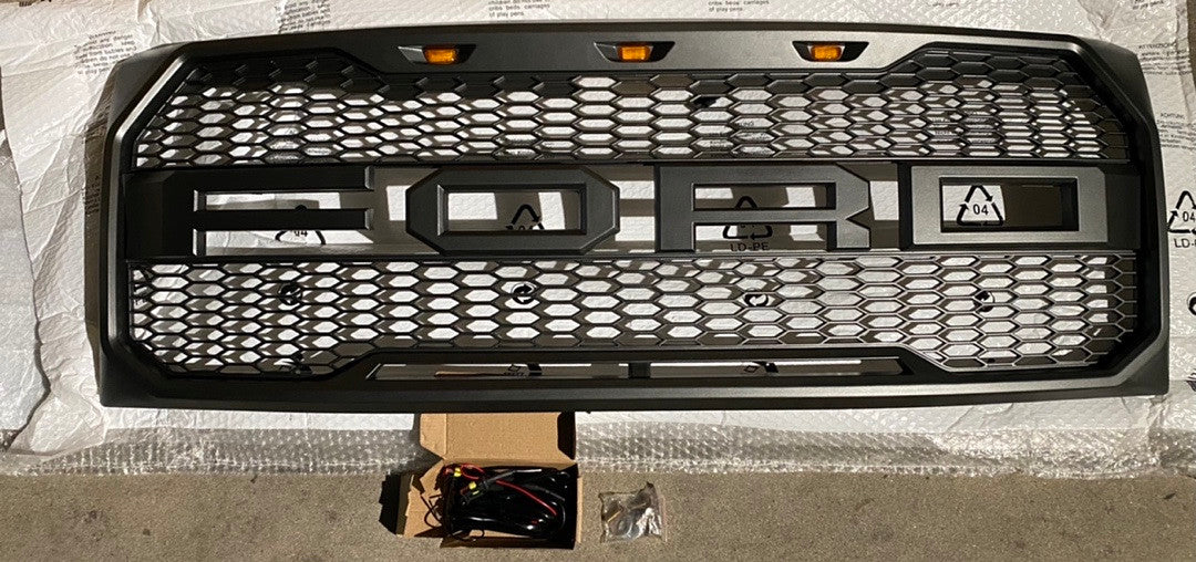 15-17 FORD F-150 RAPTOR MATTE BLACK LED MESH GRILLE