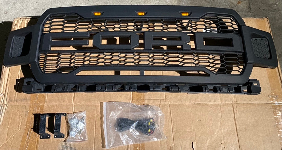18-20 FORD F-150 MATTE BLACK LED HONEYCOMB GRILLE