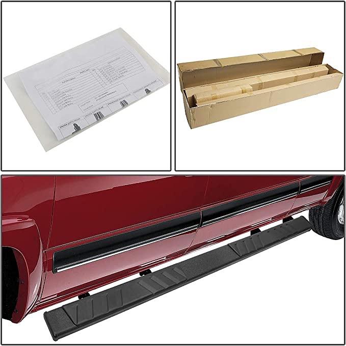 Black Coated 5 Inches Crew Cab Step Nerf Bar Running Board Compatible with Ram 1500 Crew Cab 4-Door 2011-2018