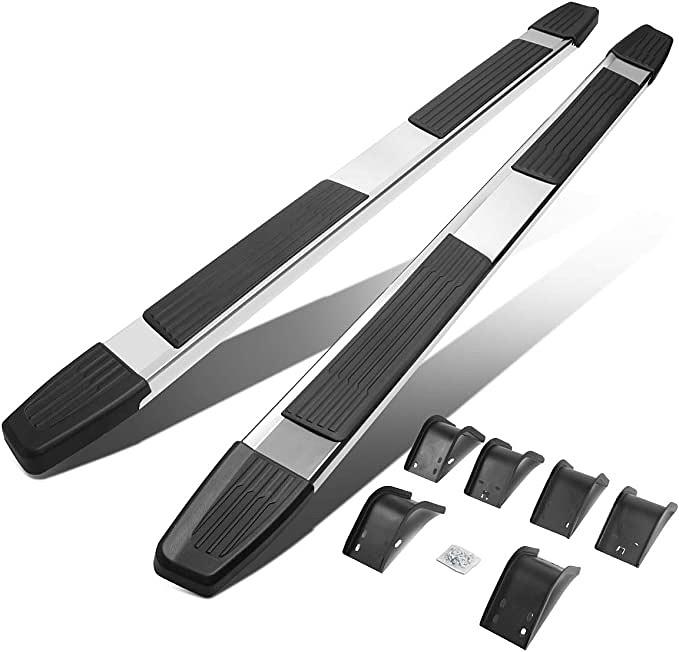 Stainless Steel 6 Inches Quad Cab Step Nerf Bar Running Board Compatible with Ram 1500 Quad (Extended) Cab 2011-2018, Chrome / Black