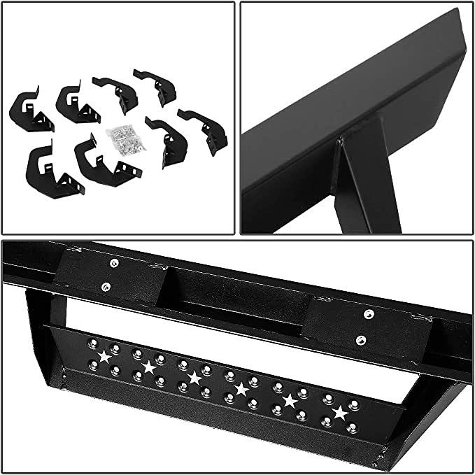 4.5" Powdercoated Running Board Side Step Nerf Bar fit 07-18 Chevy Silverado 1500 Crew Cab,Matte Black