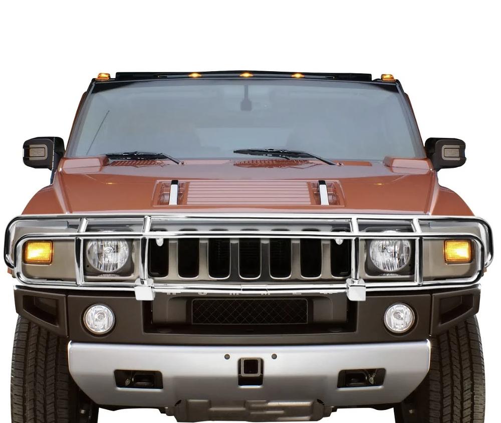 Silver Front Bumper Bull Bar Grille Replacement For 03-09 Hummer H2