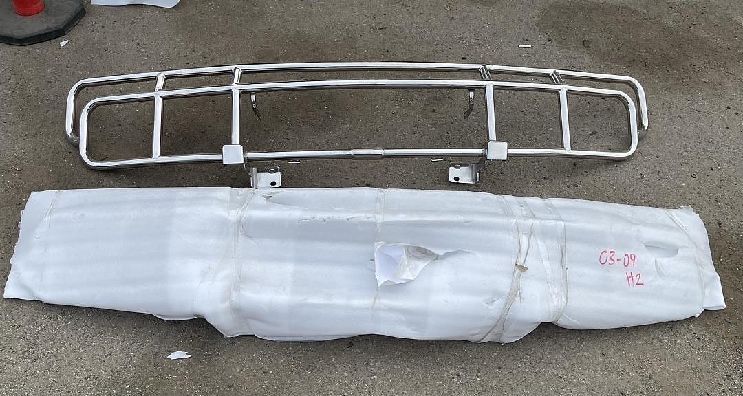 Silver Front Bumper Bull Bar Grille Replacement For 03-09 Hummer H2