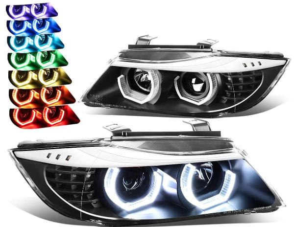 05-08 BMW 325i/ 325xi Led Color Changing Black Housing White Headlight