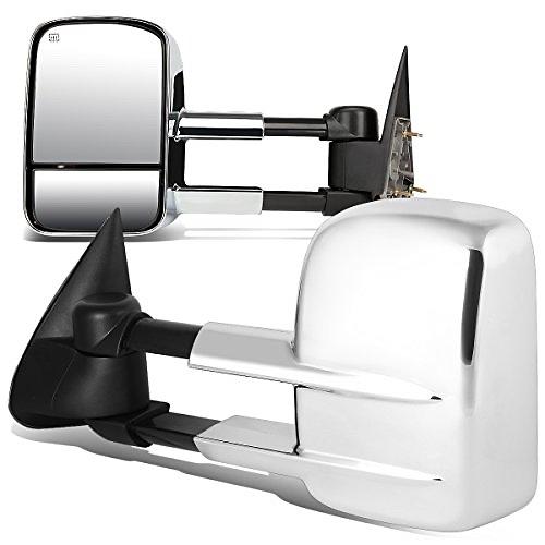 DNA Motoring TWM-001-T111-CH Pair of Powered Heated Towing Side Mirrors Compatible With 03-06 Silverado Suburban Avalanche Tahoe Sierra Yukon,Chrome
