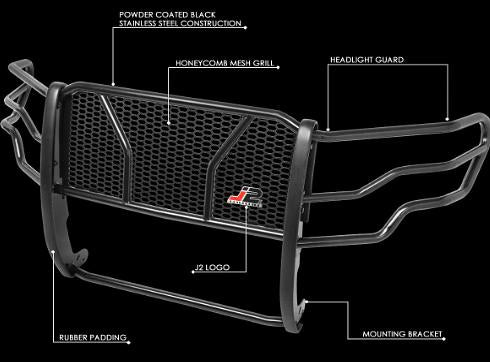 OB J2-GG-011 Heavy Duty Honeycomb Mesh Front Bumper Guard Replacement For 09-14 F-150
