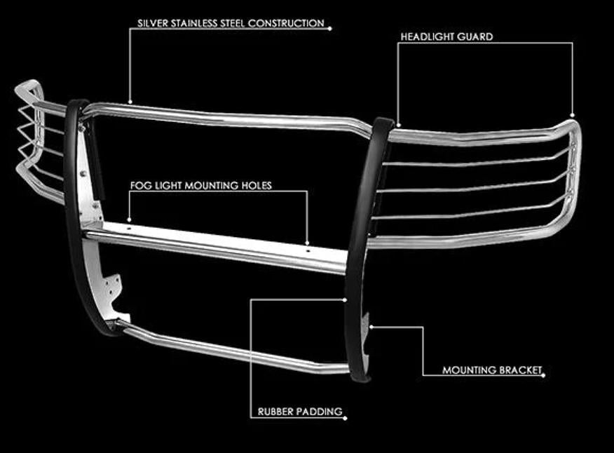 OB GRILL-G-074-SS 07-13 Silverado 1500 HD. Stainless Steel Front Bumper Brush Grille Guard (No HW)