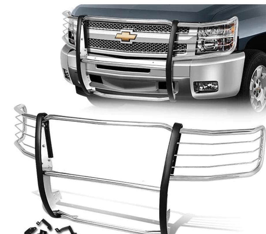 OB GRILL-G-074-SS 07-13 Silverado 1500 HD. Stainless Steel Front Bumper Brush Grille Guard (No HW)