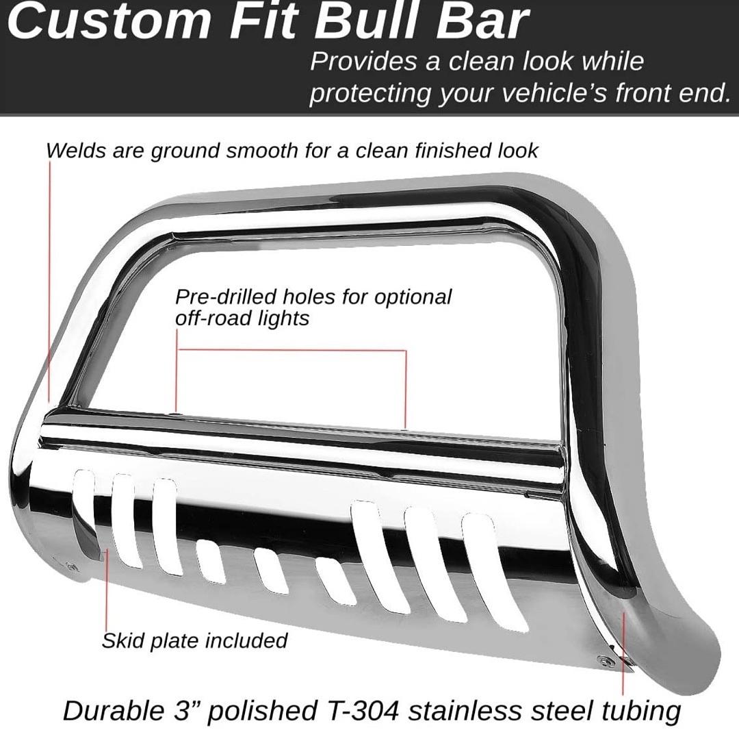 Incomplete missing brackets BURB-023-ch For 2003 to 2008 Honda Pilot/06-14 Ridgeline 3" Bumper Push Bull Bar+Removable Skid Plate chrome