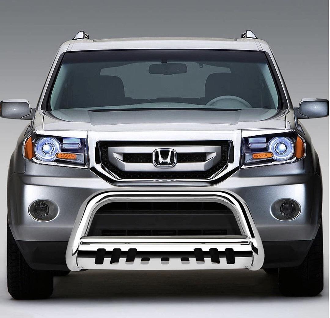 Incomplete missing brackets BURB-023-ch For 2003 to 2008 Honda Pilot/06-14 Ridgeline 3" Bumper Push Bull Bar+Removable Skid Plate chrome