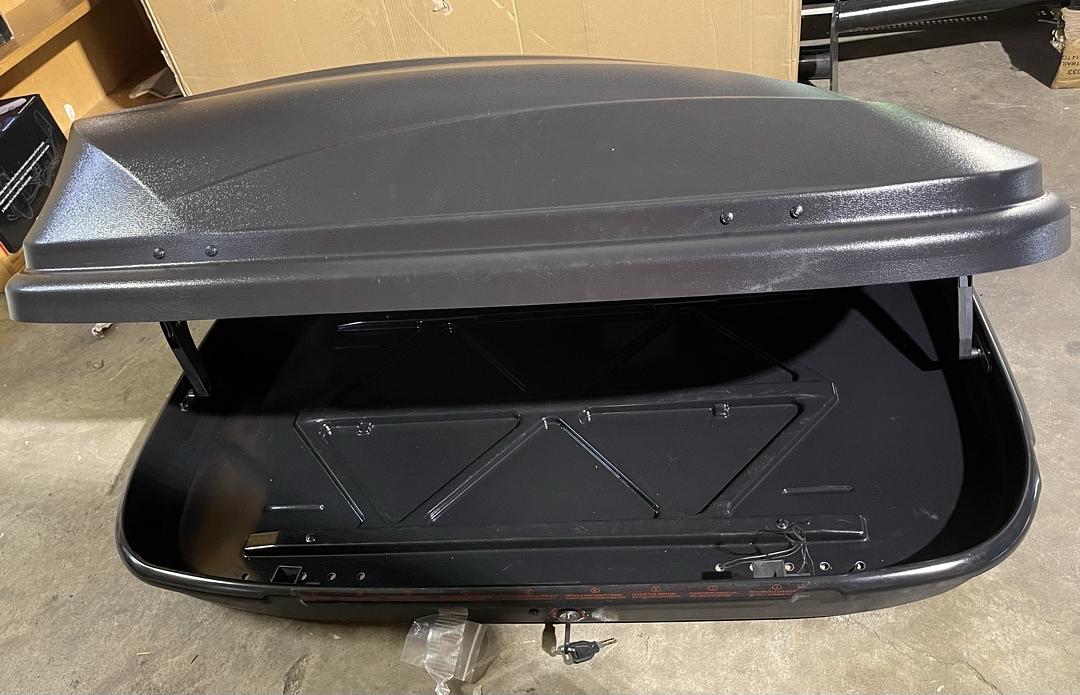 Black Car Roof Top Mount Travel Storage Box Luggage Carrier w/Lock with Cross Bars Only