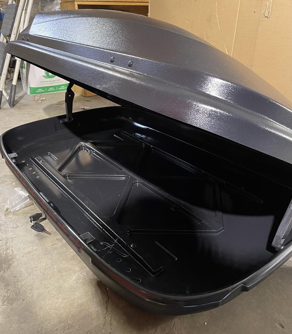 Black Car Roof Top Mount Travel Storage Box Luggage Carrier w/Lock with Cross Bars Only