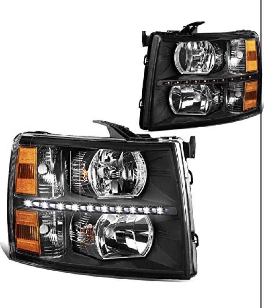 Pair LED DRL Strip Headlight/Lamp Compatible with 07-14 Silverado
