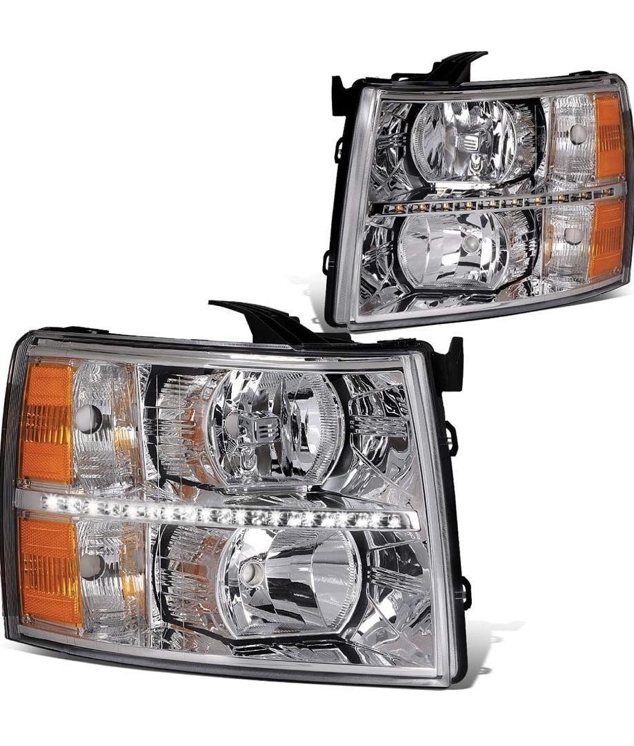 07-13 chevy silverado 1500 chrome amber headlight