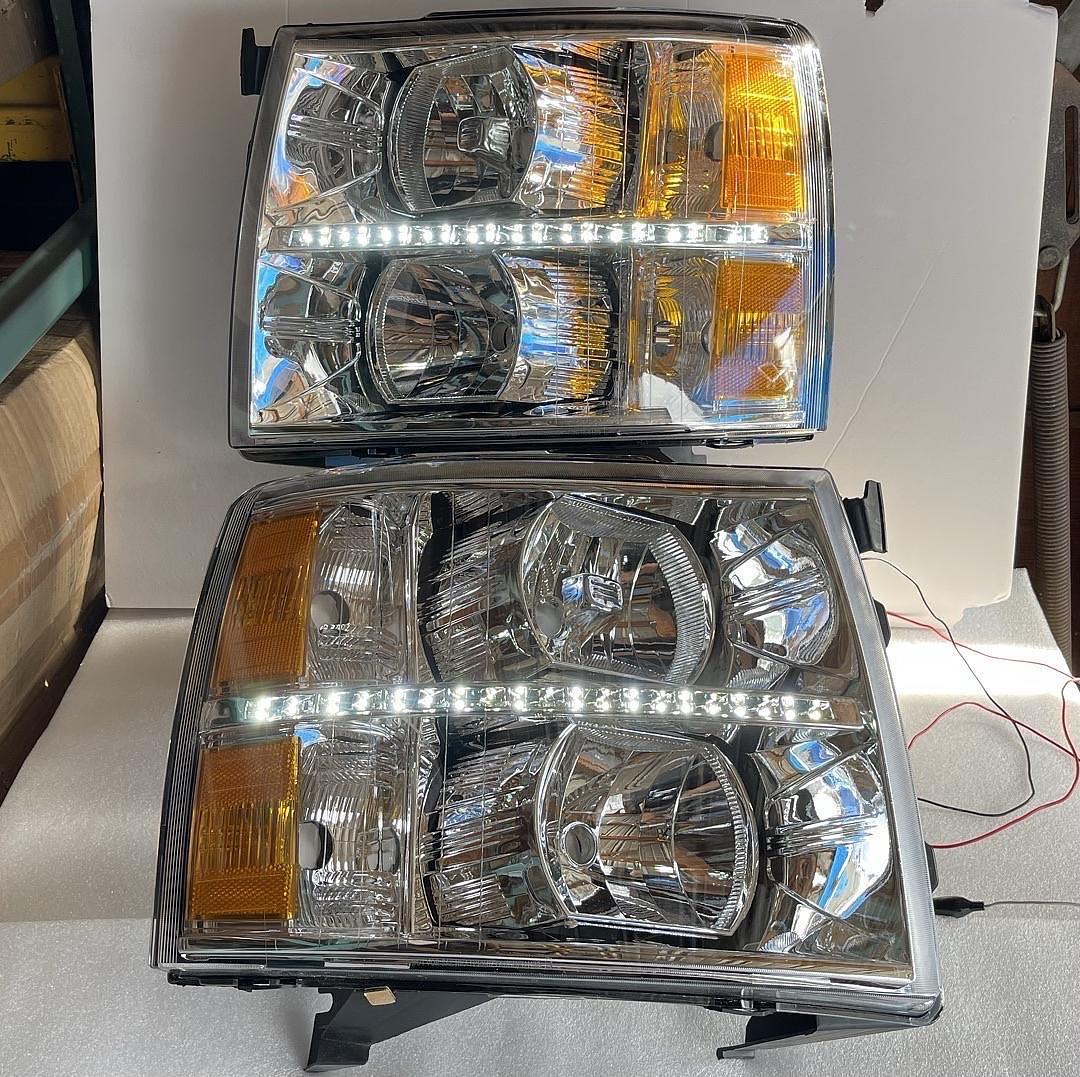 07-13 chevy silverado 1500 chrome amber headlight
