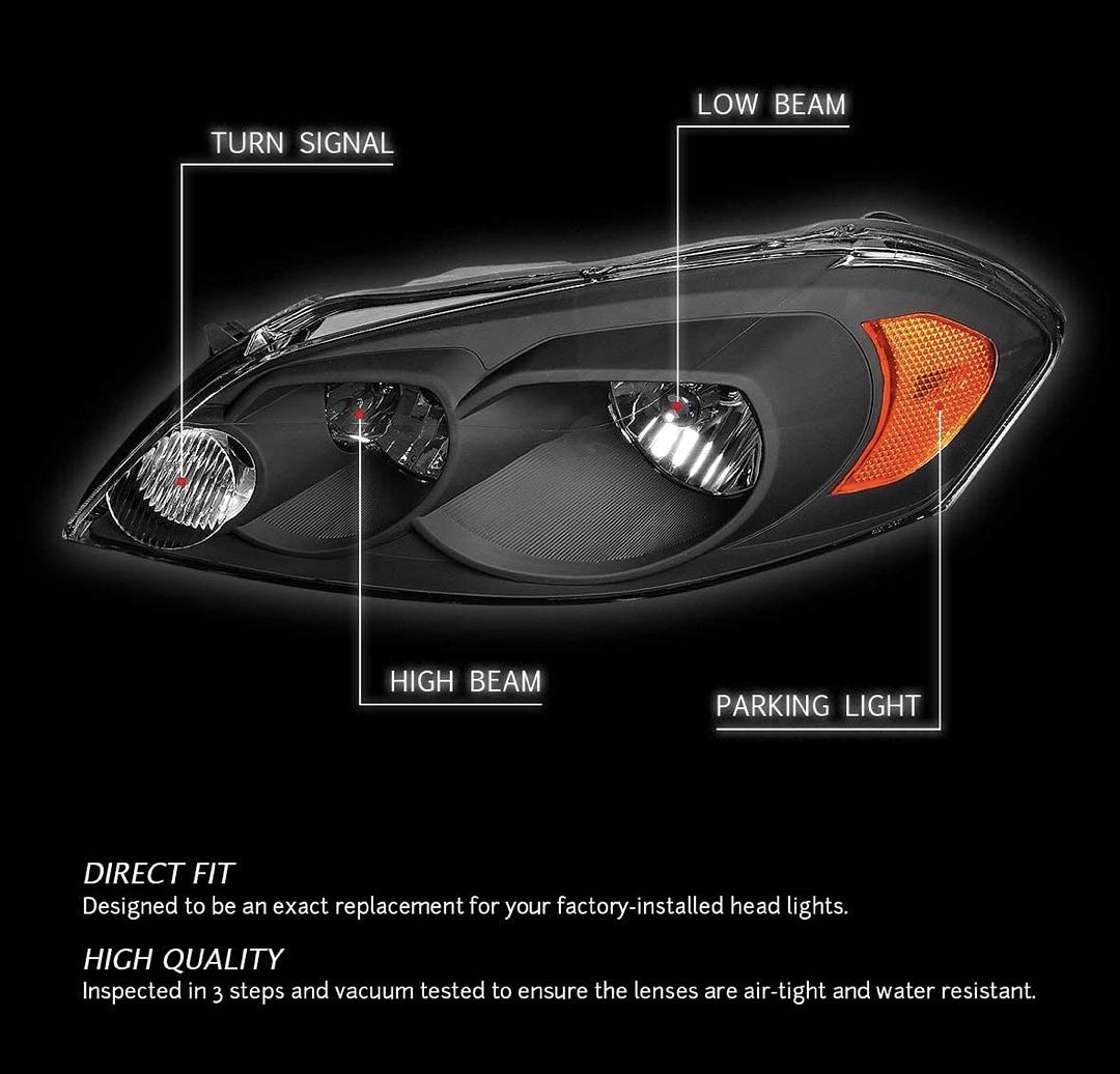 06-13 chevy impala 14-16 limited 06-07 impala black amber headlights