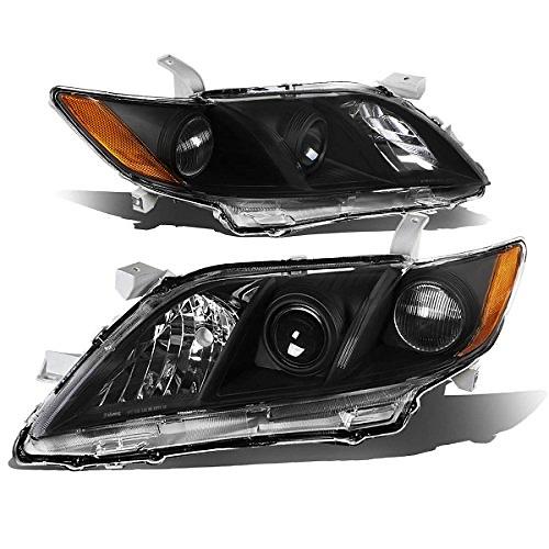 Pair of Black Amber Projector Headlights Compatible with 07-09 Camry, Not Fit Hybrid Model