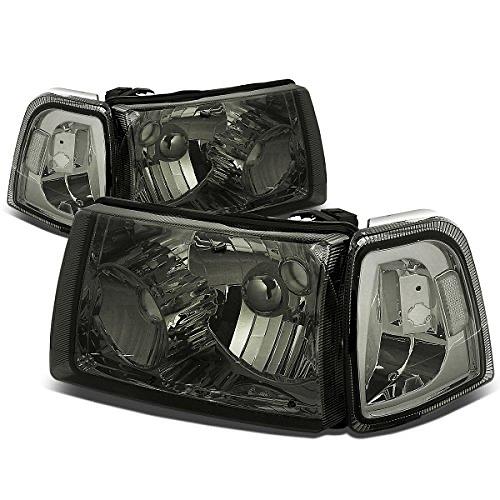 Pair of Headlights Compatible with Ford Ranger 2001-2011, Smoke lens/ Clear Corner