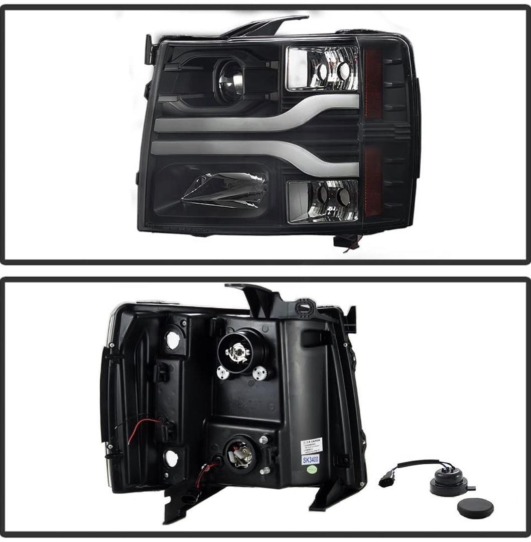 Spyder Auto 5083609 Chevy Silverado 1500 07-13 / 2500HD/3500HD 07-14 Version 3 Projector Headlights - LED DRL - Black