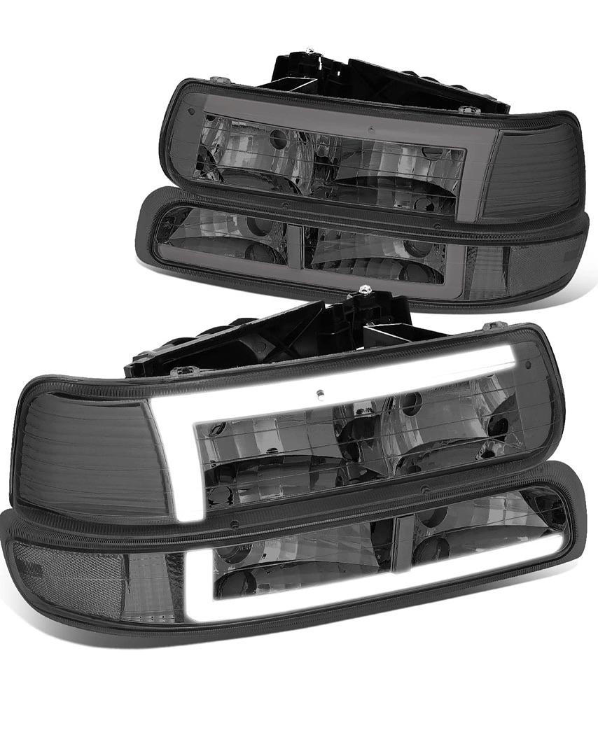 1999 to 2002 chevy silverado Tahoe Suburban DRL smoked Headlights luces ahumadas