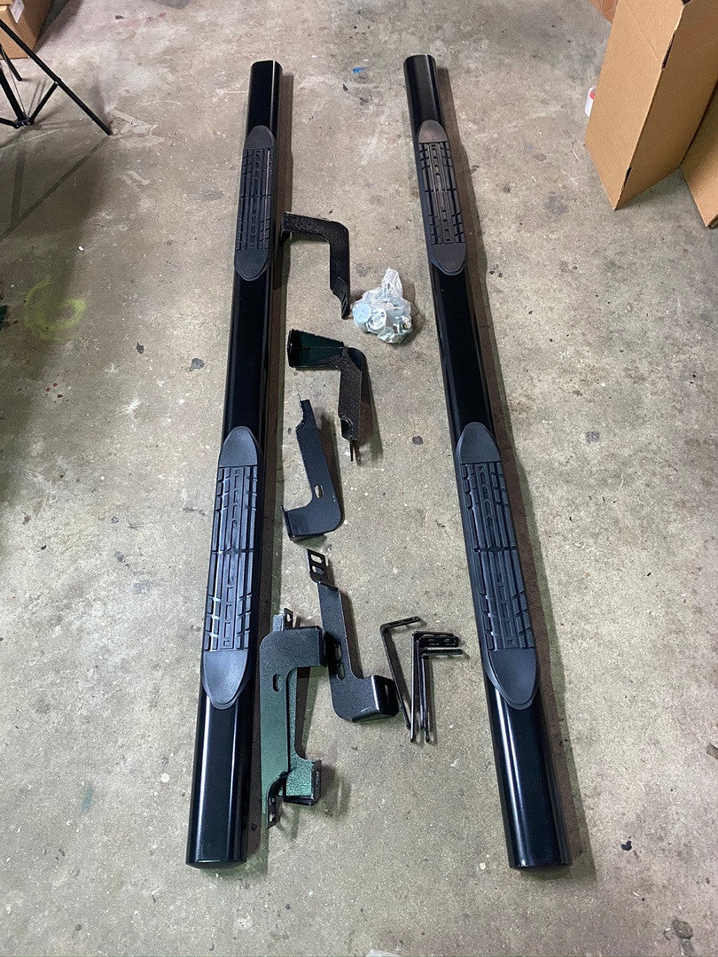 19-20 ram 1500 quad cab STEPB-4-891-BK 2Pcs Powdercoated Steel 4 Inches Wide Oval Tubing Nerf Bar