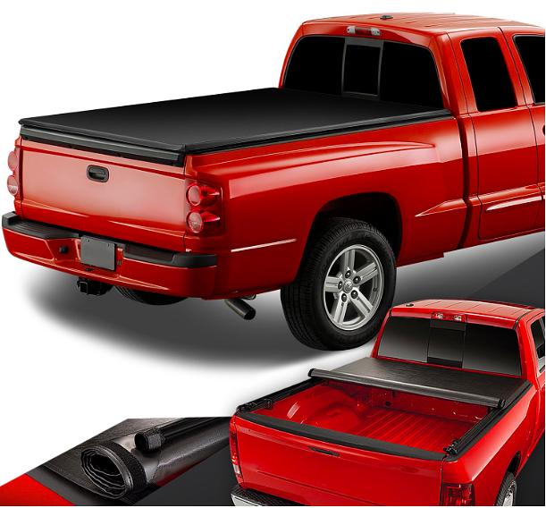 Truck Bed Soft Vinyl Roll-Up Tonneau Cover Compatible with 05-10 Dodge Dakota 2011 Ram Dakota 6-1/2' Fleetside / Styleside Bed