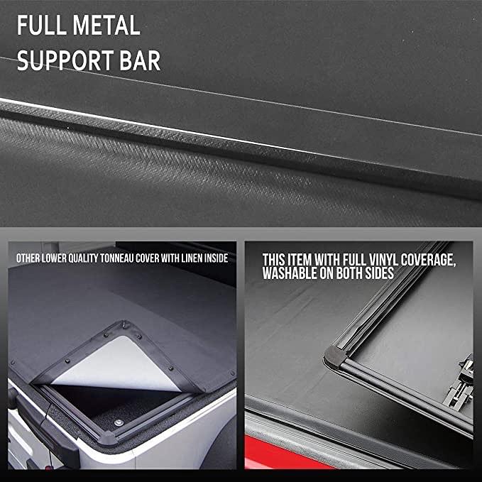 Pickup Truck Bed Tri-Fold Soft Tonneau Cover Compatible with 94-04 S10 / Sonoma 6 Feet Fleetside Bed