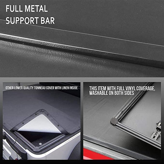 Pickup Truck Bed Tri-Fold Soft Tonneau Cover Compatible with 94-04 S10 / Sonoma 6 Feet Fleetside Bed