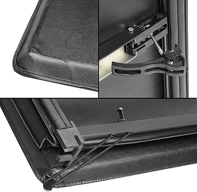 Pickup Truck Bed Soft Tri-Fold Adjustable Tonneau Cover Compatible with 2005-2021 Frontier 5Ft Fleetside / Styleside Bed , Black