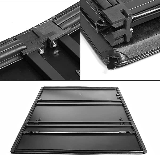 Pickup Truck Bed Soft Tri-Fold Adjustable Tonneau Cover Compatible with 2022 Ford Maverick , Black