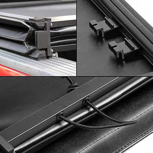 Pickup Truck Bed Soft Tri-Fold Adjustable Tonneau Cover Compatible with 05-10 Dodge Dakota 2011 Ram Dakota 5-1/4' Fleetside / Styleside Bed