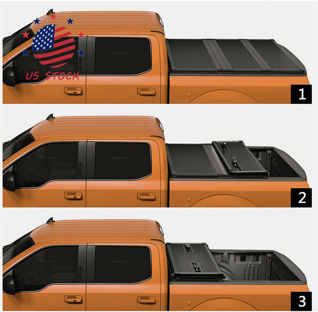 Truck Bed Top Hard Solid Tri-Fold Tonneau Cover Compatible with 99-16 F250-450 SD 6.5Ft 6.8Ft Fleetside Bed