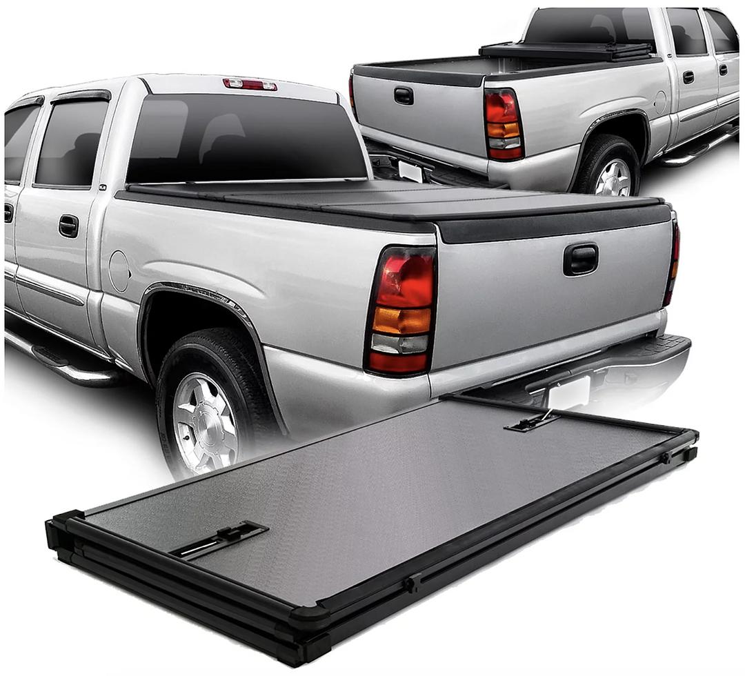Truck Bed Top Hard Solid Tri-Fold Tonneau Cover Compatible with 07-13 Silverado / Sierra 1500 6.5Ft Bed 81L 67.5W
