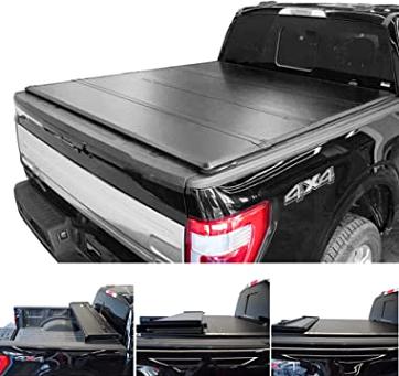 Truck Bed Top Hard Solid Tri-Fold Tonneau Cover Compatible with 04-14 Ford F150 6.5Ft Fleetside Bed
