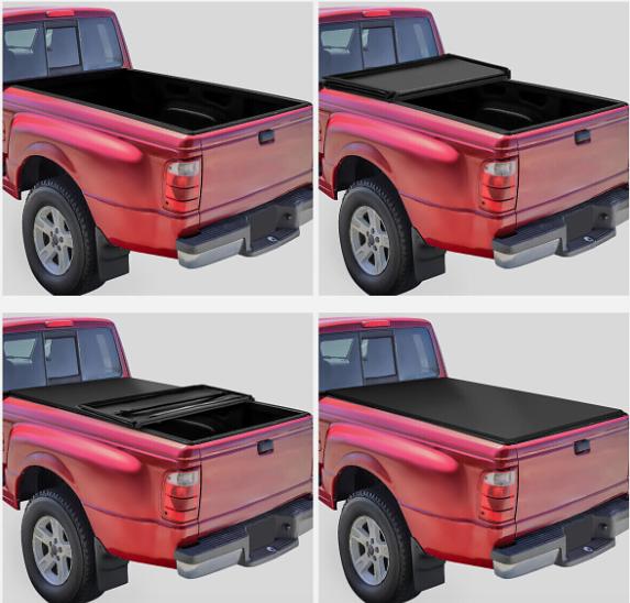 Pickup Truck Bed Soft Tri-Fold Adjustable Tonneau Cover Compatible with 1993-2004 Ranger 6Ft Flareside Bed
