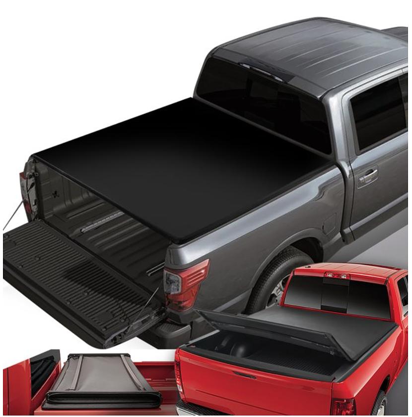 For 2017 to 2020 Nissan Titan 5‚Äò5‚Äú Short Bed Adjustable Matte Black Vinly Tri -Fold Soft Top Trunk Tonneau Cover 18 19