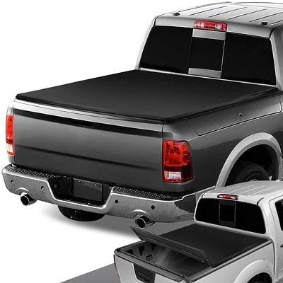 Pickup Truck Bed Soft Tri-Fold Adjustable Tonneau Cover Compatible with 09-18 Ram 1500 5.7Ft Fleetside Bed
