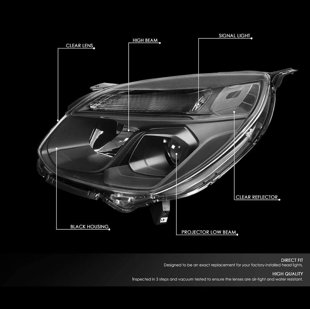 Black Housing Projector Headlight+Signal Lamps Replacement For 16-17 Equinox