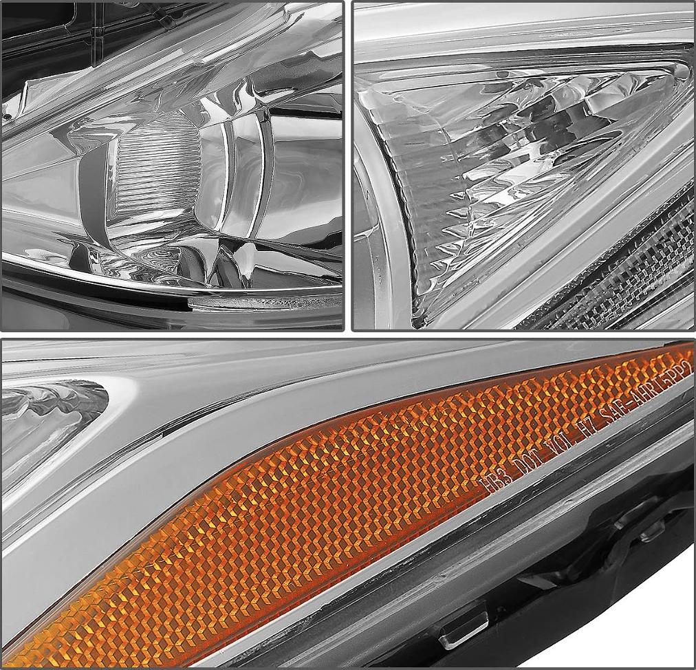 Chrome Housing Amber Corner Projector Headlights Replacement For 13-17 3